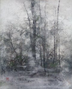 Vincennes Forest by CHEN Yiching - Contemporary Nihonga painting, dark tones