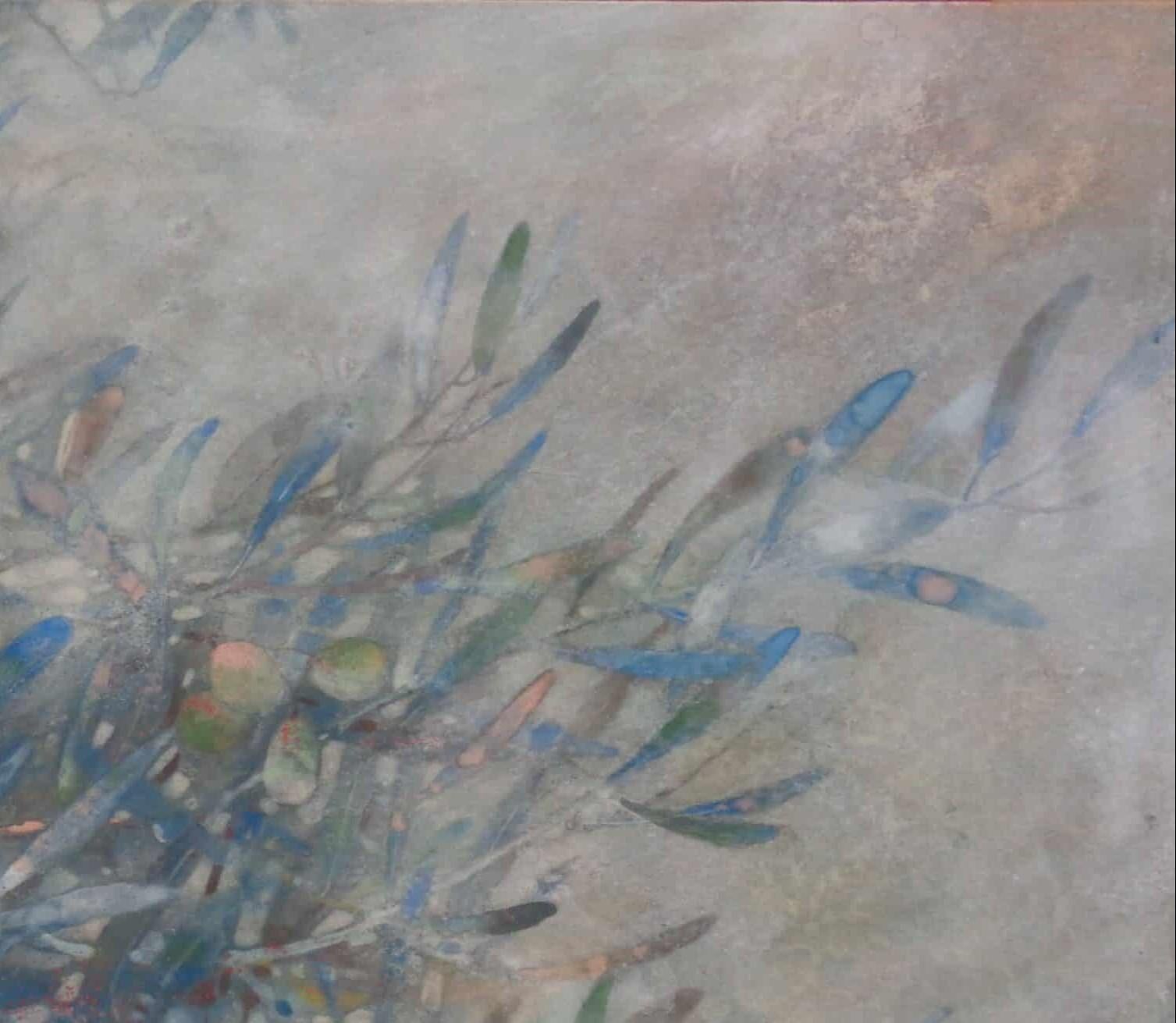 Wind II is a unique painting by contemporary artist Yiching Chen. The painting is made with mineral pigments on Japanese paper mounted on wood, dimensions are 30 x 40 cm (11.8 × 15.7 in). 
The artwork is signed, sold framed (shadow box) and comes