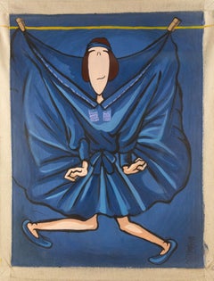Yidou Zhang Contemporary Original Acrylic On Canvas "Miss Li in VR"