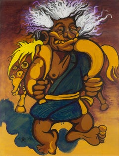 Yidou Zhang Portrait Original Acrylic On Canvas "The Conqueror Returns"