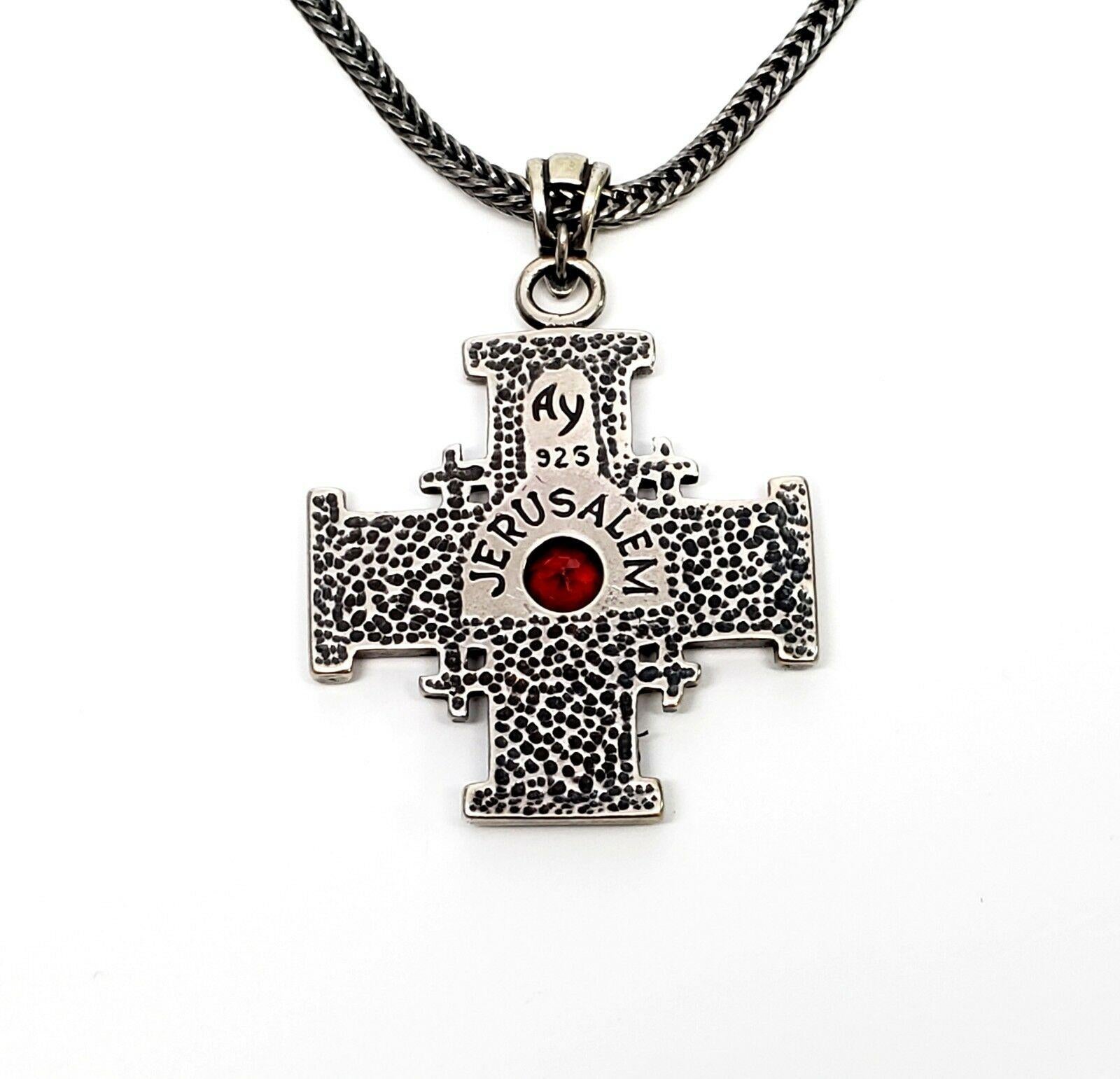 Yigal Avinoam Sterling Silver/14 Karat Gold Crusaders Cross with Wheat Chain In Good Condition In Washington Depot, CT