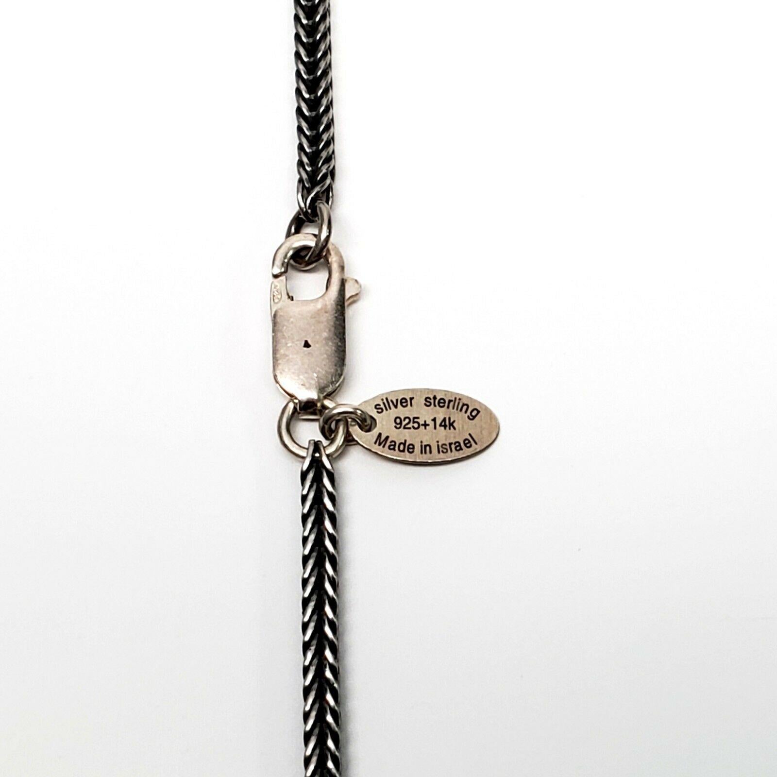 Yigal Avinoam Sterling Silver/14 Karat Gold Crusaders Cross with Wheat Chain 4