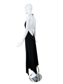 YIGAL AZROUEL 90's/00 Vintage Black Backless Long Dress Halter Asymmetrical