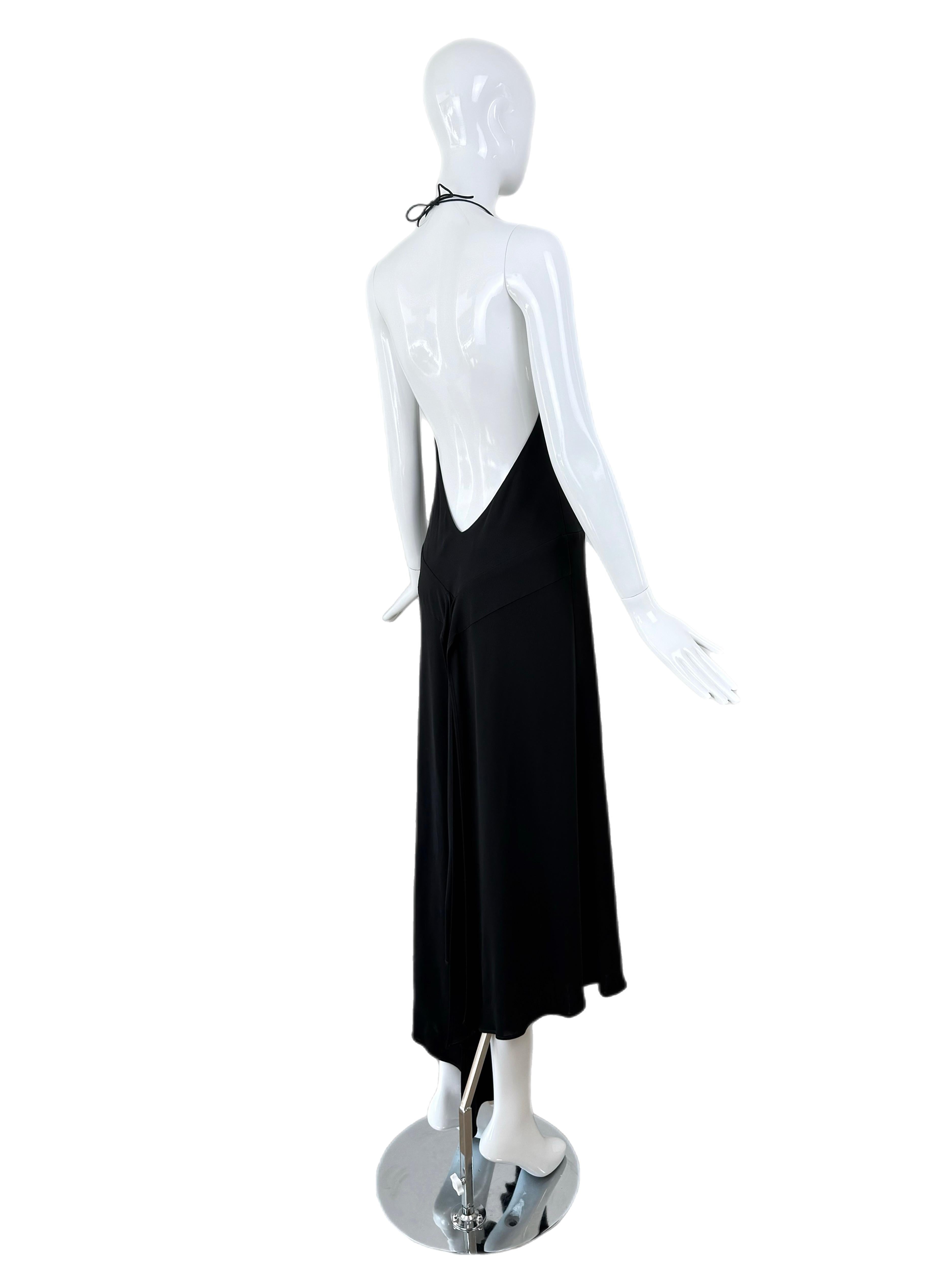YIGAL AZROUEL 90's/00 Vintage Black Backless Long Dress Halter Asymmetrical 1