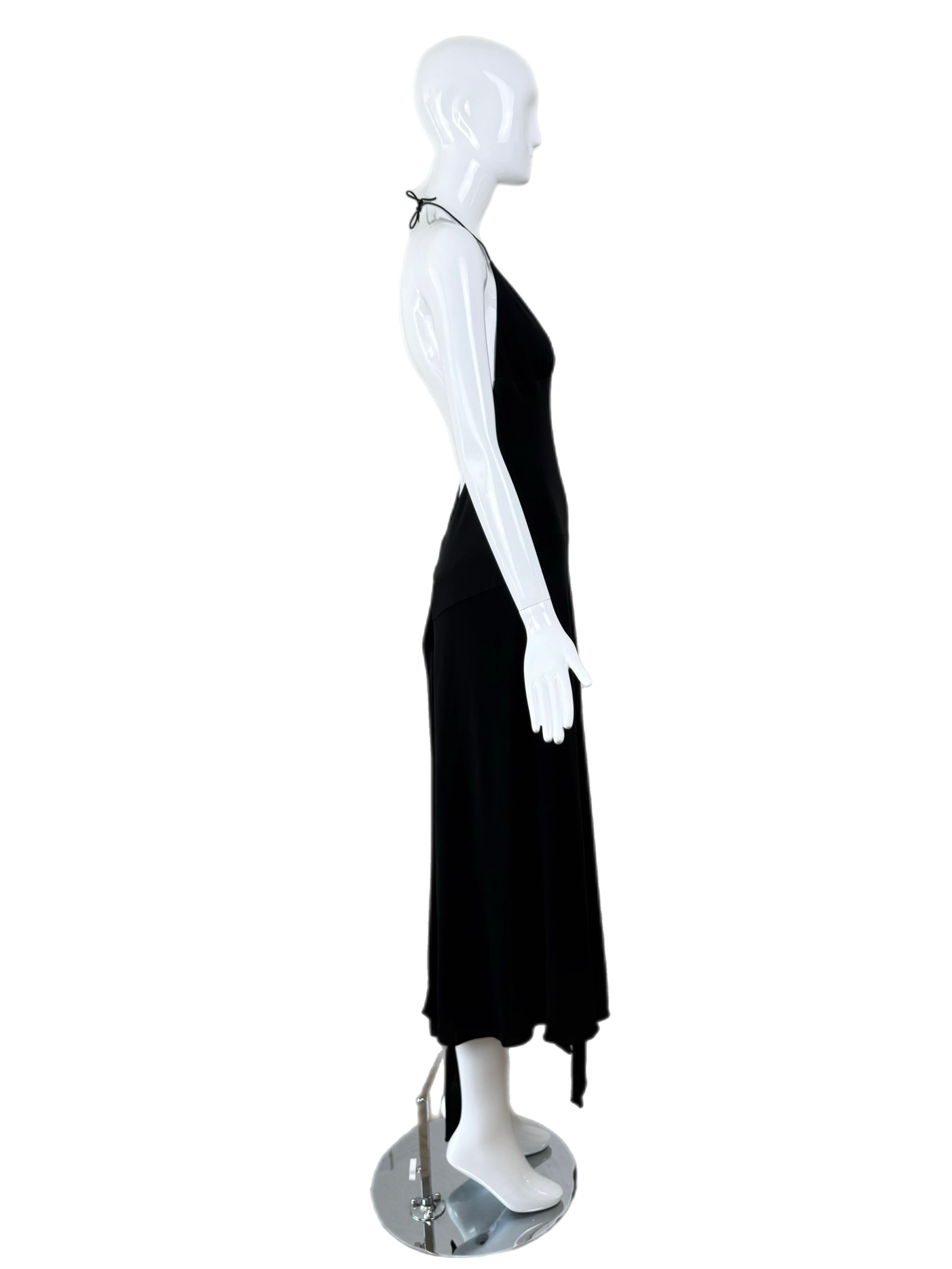 YIGAL AZROUEL 90's/00 Vintage Black Backless Long Dress Halter Asymmetrical 2