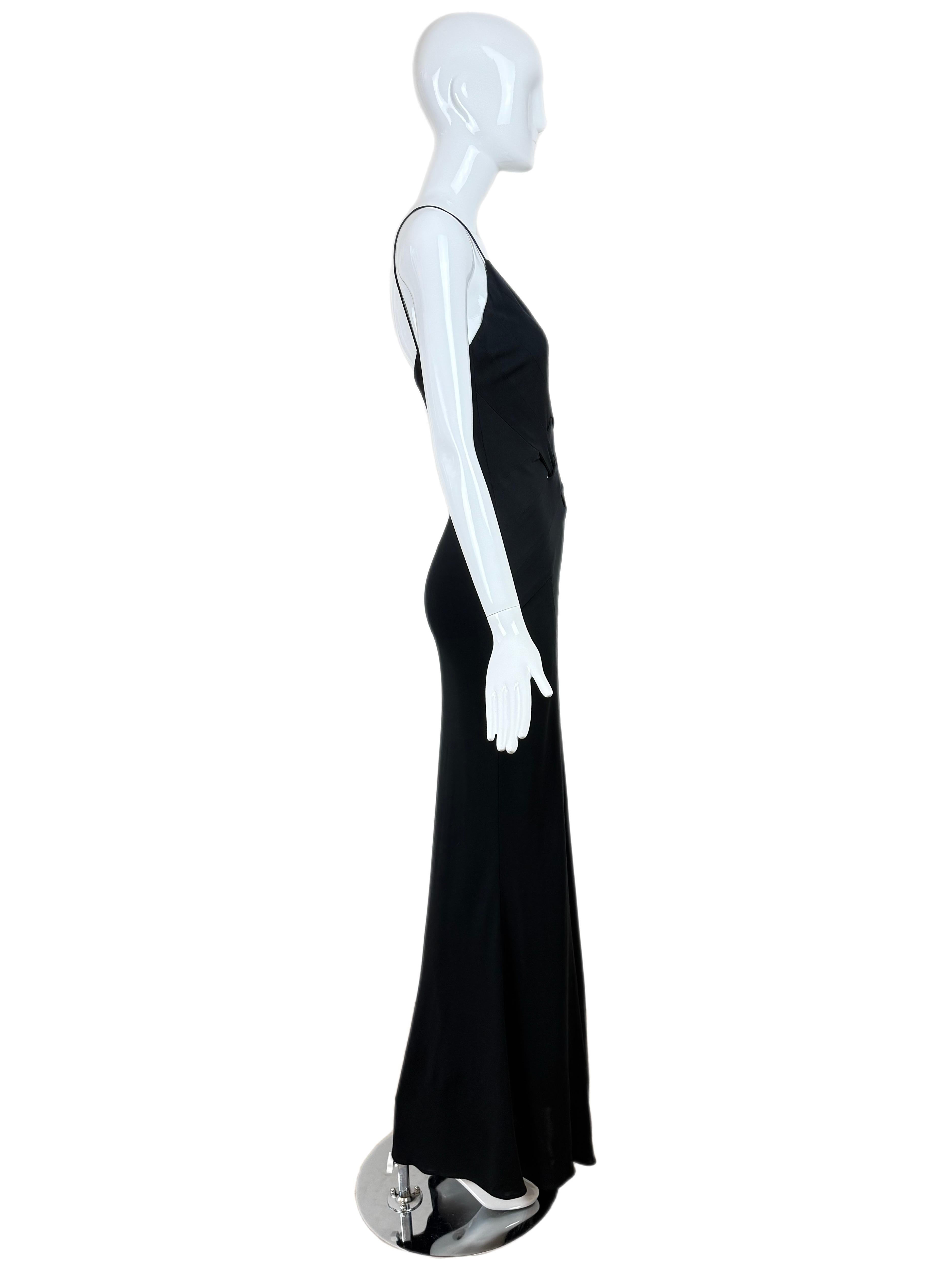 YIGAL AZROUEL 90's/00 Vintage Black Evening Gown w. Lattice Weave CutOut Middle In New Condition For Sale In Leonardo, NJ