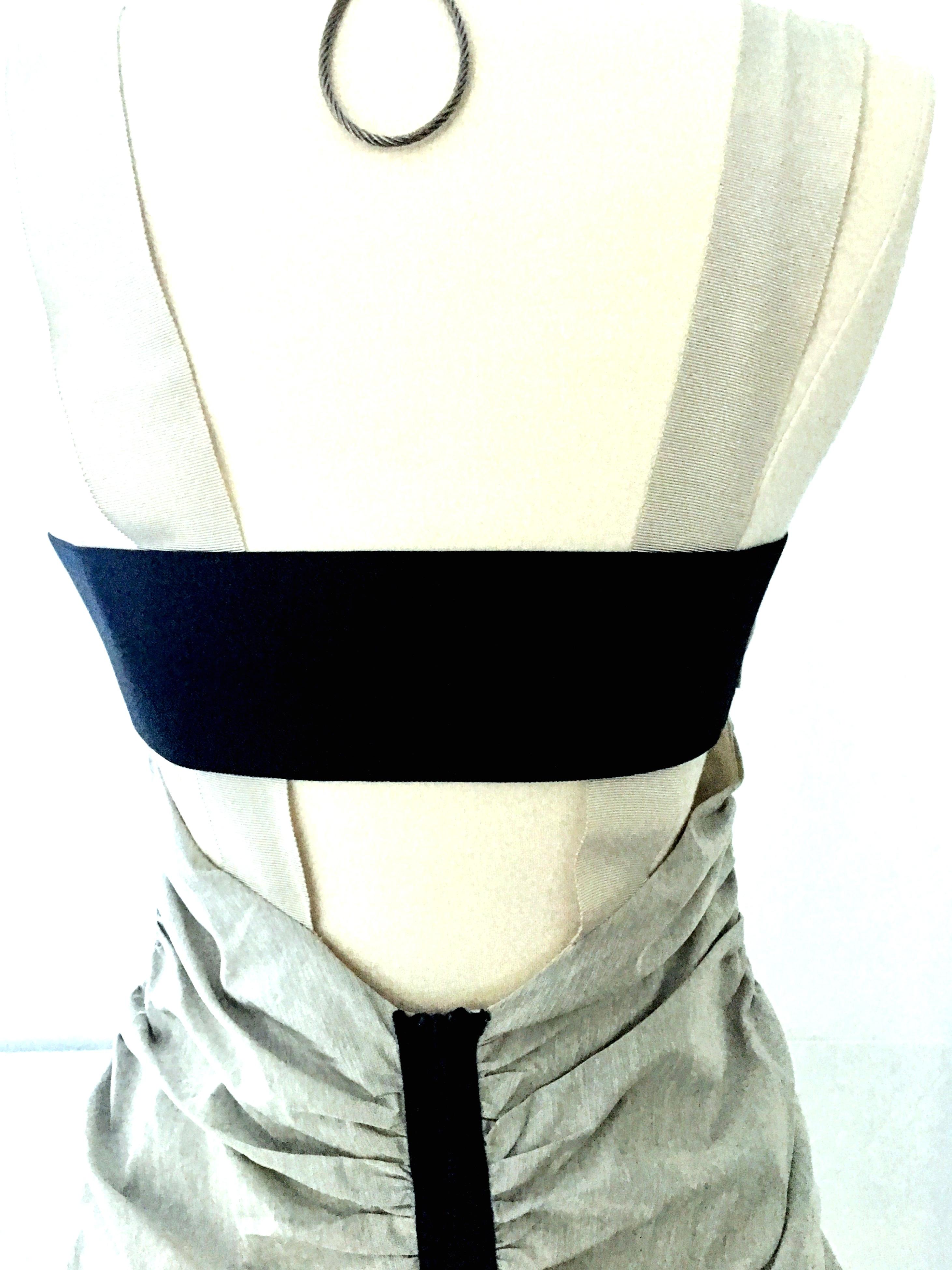 Modernist Seat Belt Style Strap Ruched Khaki & Black Dress By, Yigal Azrouel  For Sale 5