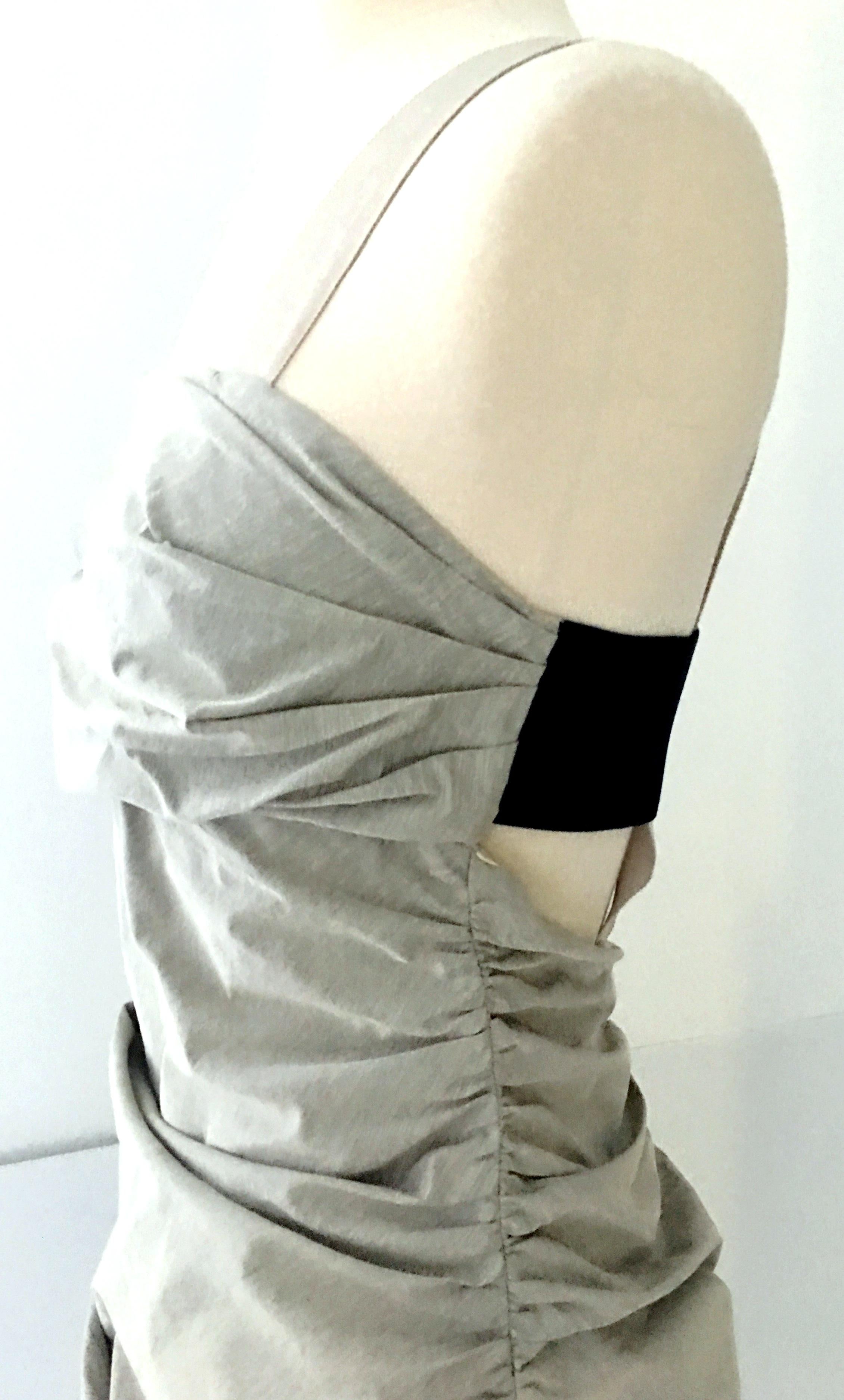 Modernist Seat Belt Style Strap Ruched Khaki & Black Dress By, Yigal Azrouel  For Sale 4