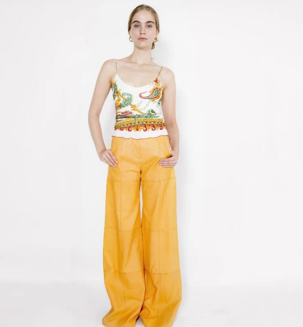 Yigal Azrouel Orange Leather Pants In Good Condition For Sale In New York, NY