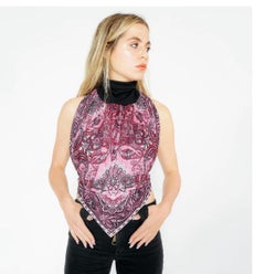 Yigal Azrouel Paisley Backless Turtleneck Top
