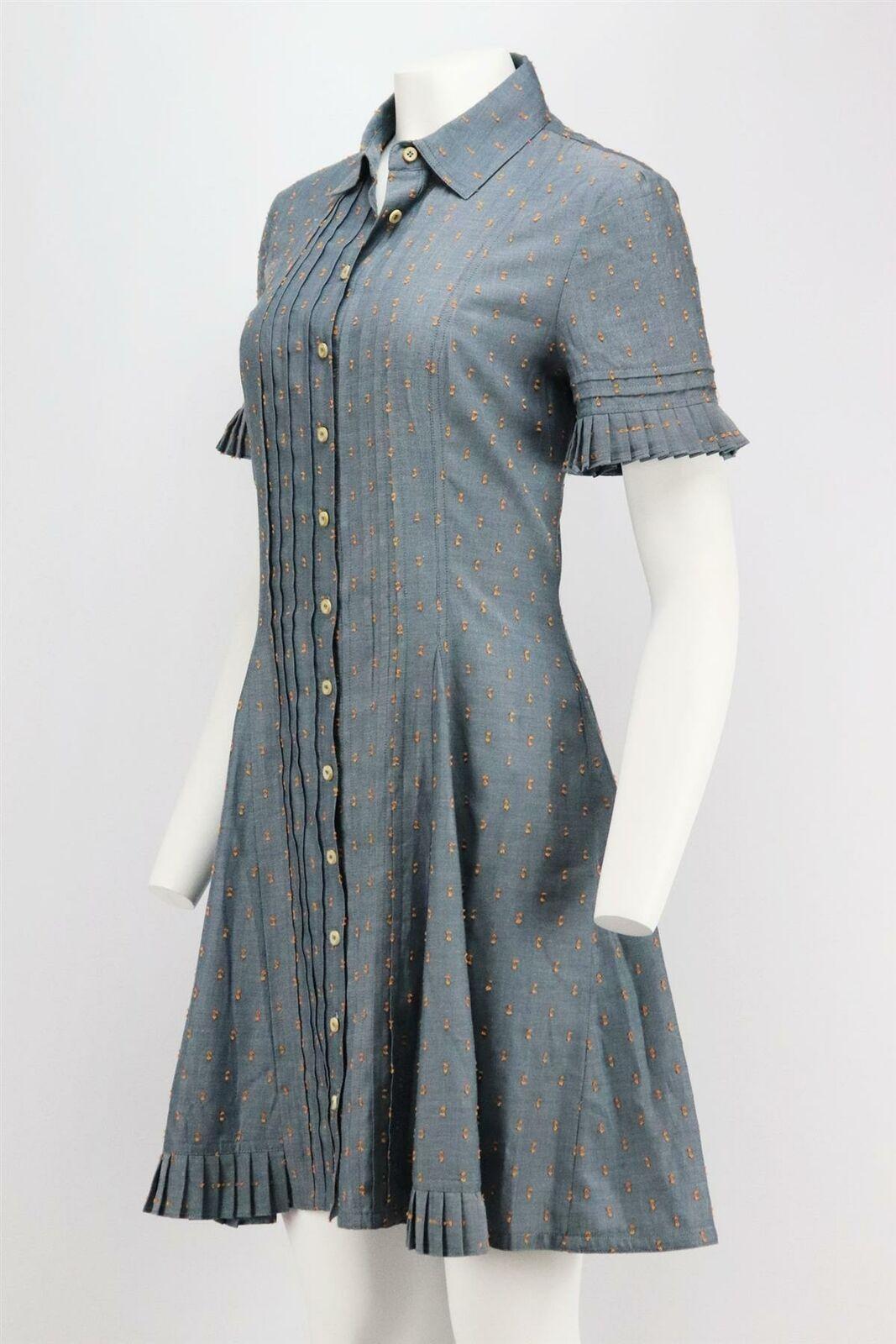 Gray Yigal Azrouel Pleated Cotton Blend Shirt Dress
