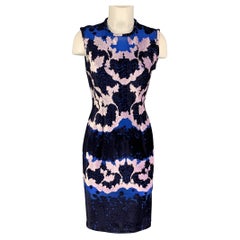 YIGAL AZROUEL Taglia 8 Vestito senza maniche floreale in misto poliammide blu navy rosa