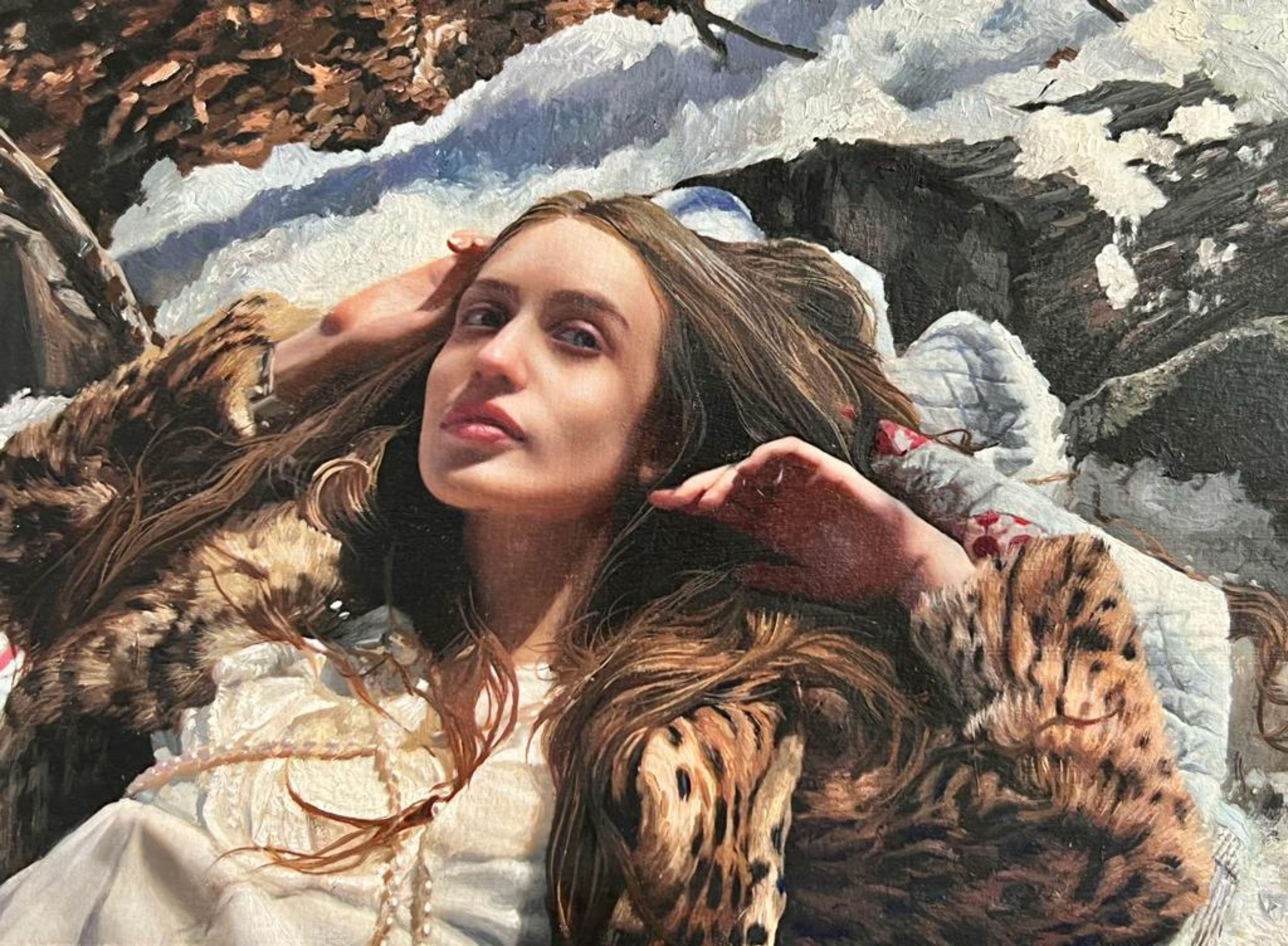 Lizzie nella neve - Painting Fotorealista di Yigal Ozeri
