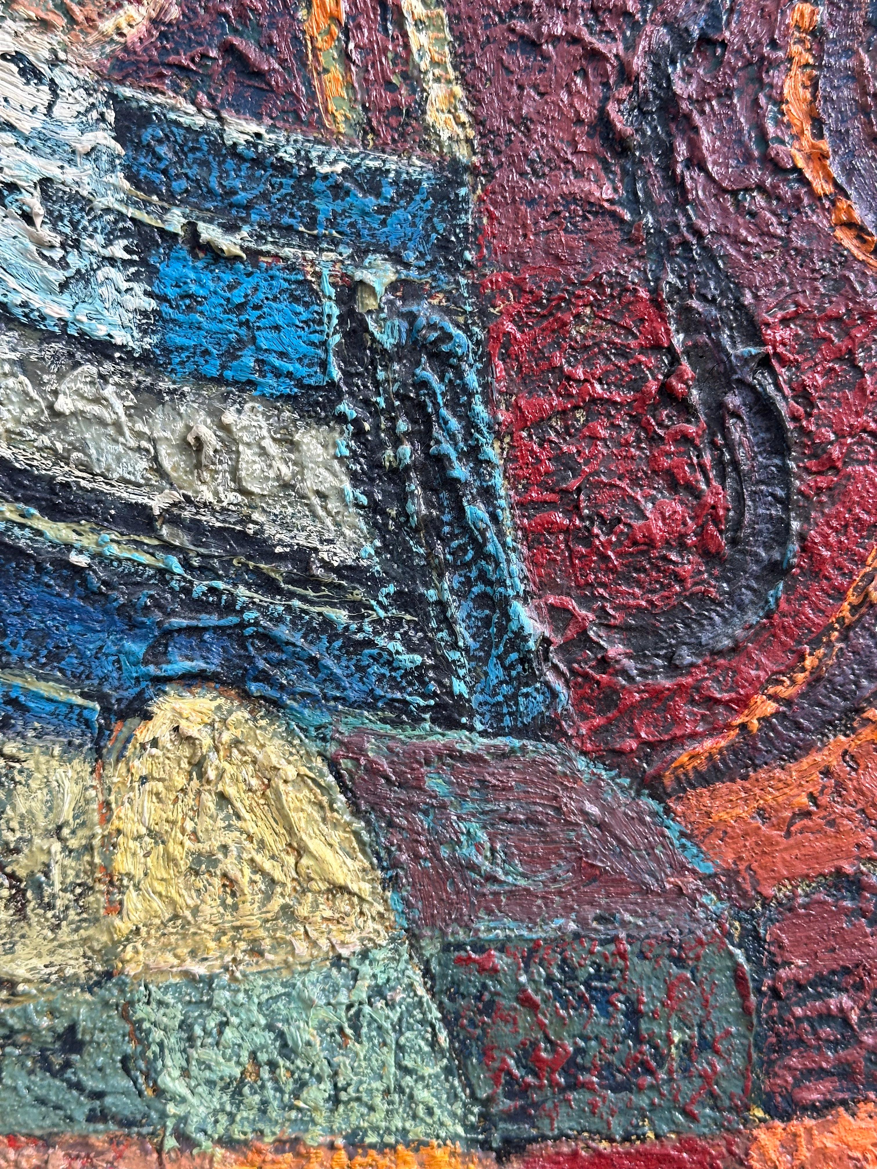 Natura morta cubista con strumenti musicali - Painting Cubismo di Yiizhak Amitai