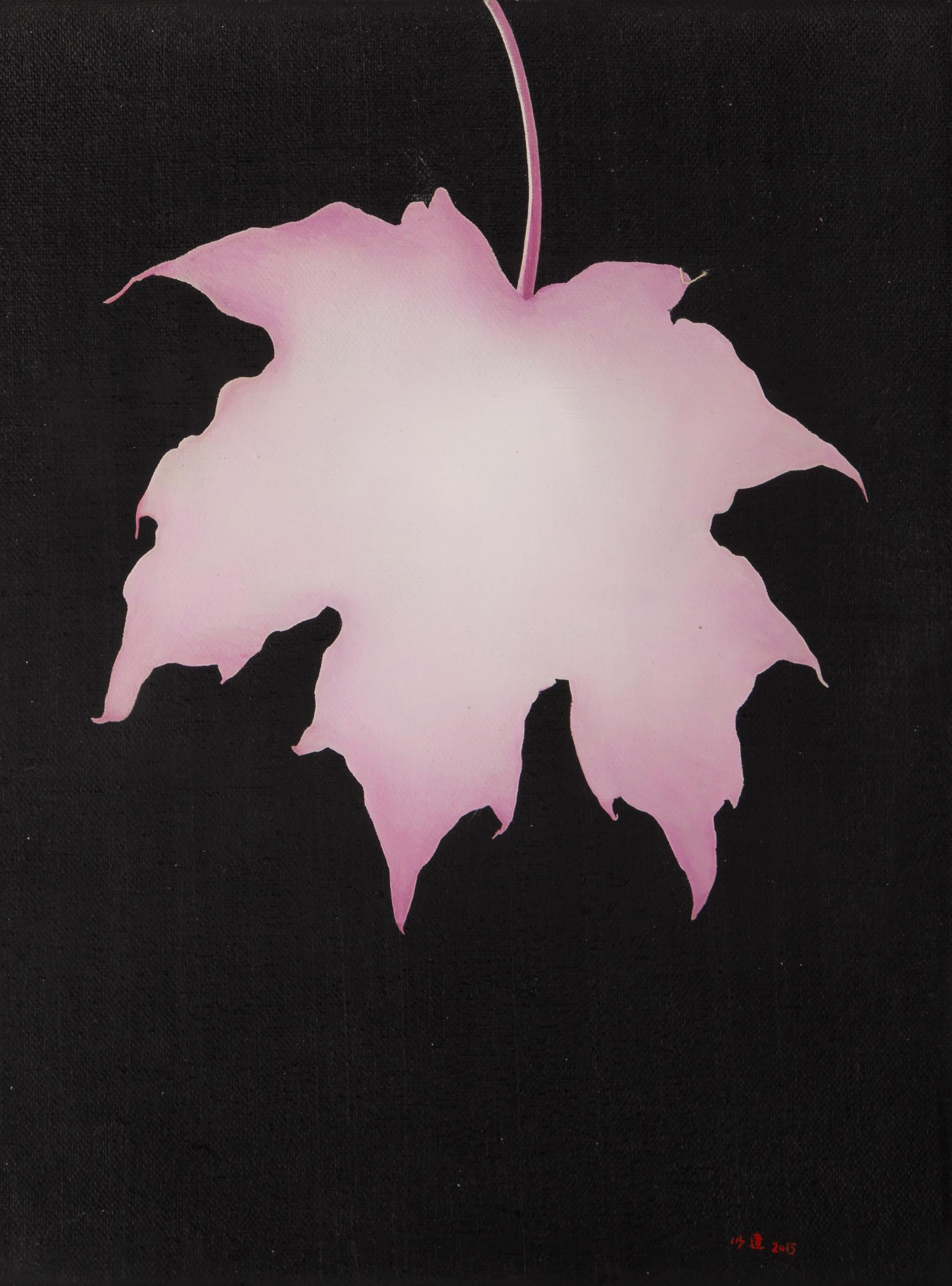 YiJian Wang Abstract Painting - Yijian Wang Modernist Original Oil On Canvas "The Fallen Leaf"