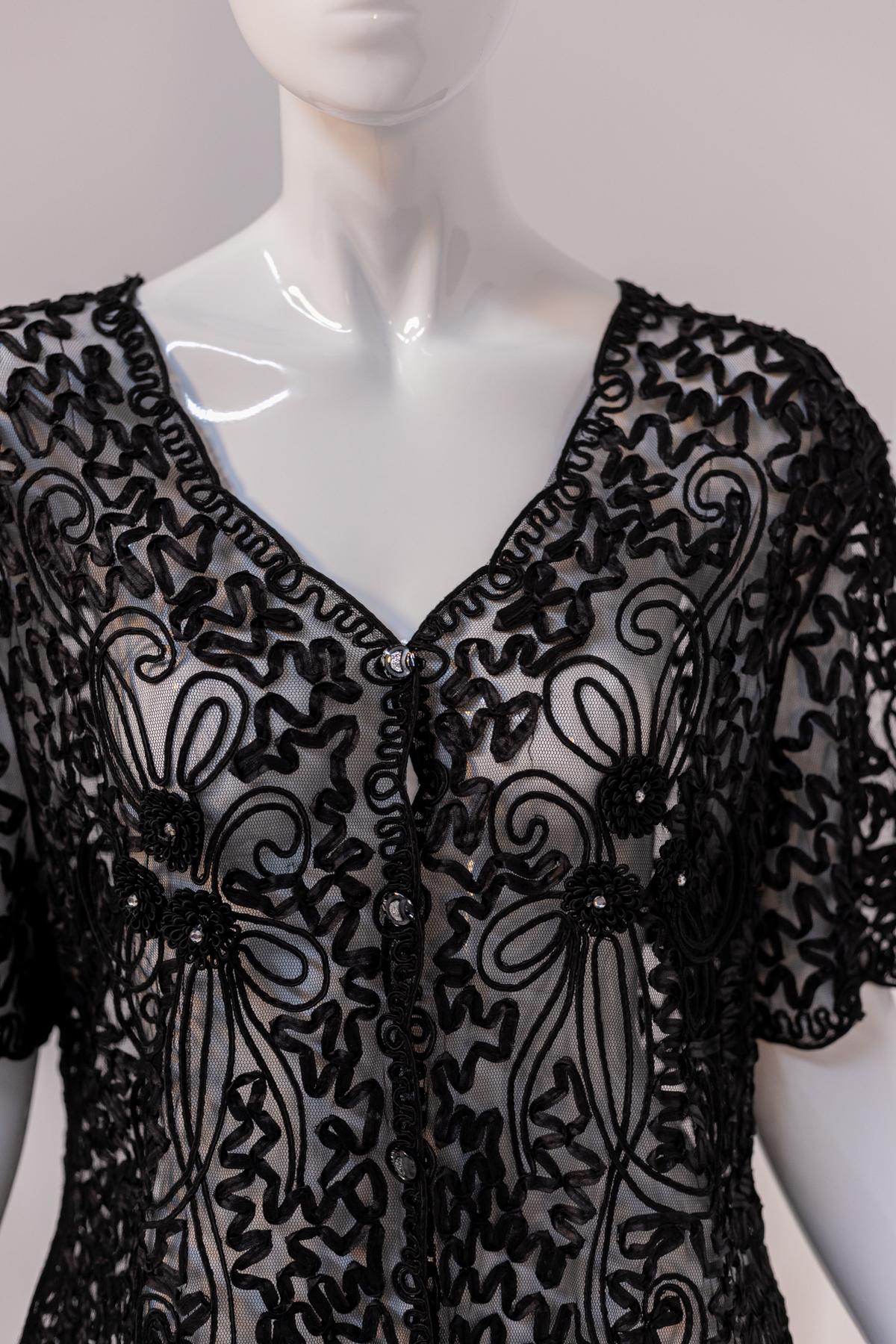 Yilibeier Eclectic Sheer Black Blouse For Sale 3