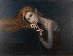 Yimin Liu Portrait Original Öl auf Leinwand "Mädchen mit roten Haaren"