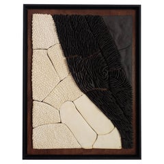 Yin and Yang — Black and White Ceramic Wall Sculpture on Wood Panel