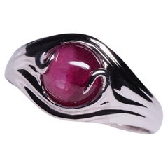 Bague Yin and Yang en or, rubis rouge bicolore naturel, pierre de naissance de juillet