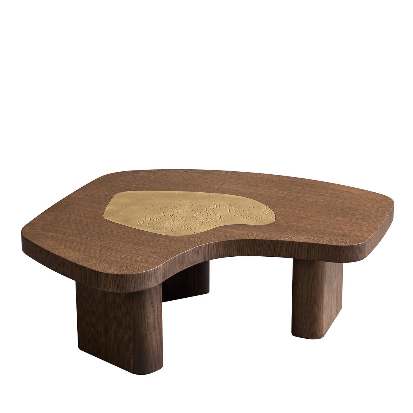 Table basse en laiton incrusté de forme fluide Yin en vente 6