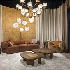 Yin Fluid-Shaped Brass Inlay Coffee Table