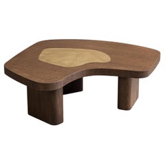 Yin Fluid-Shaped Brass Inlay Coffee Table