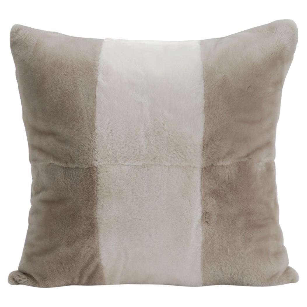 Yin South America Beaver Castorino White Beige Fur Pillow Cushion by Muchi Decor
