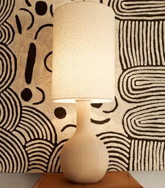 Yin Fringe Lamp minimal sculptural  rock maple, white raffia shade by Wende Reid