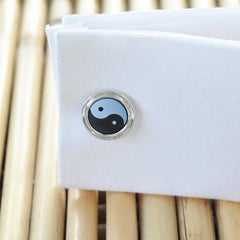 Yin Yang Agate Hand Carved Gemstone Designer Sterling Silver Cufflinks