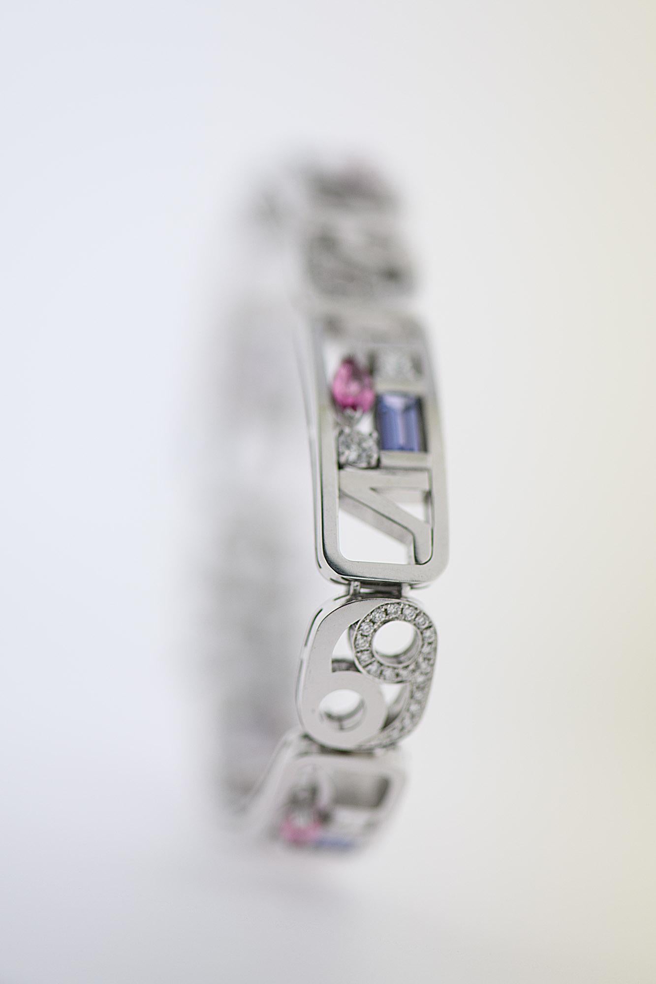 Contemporary “YIN-YANG” Love Collection Bracelet 18k Gold, Brilliants, Tanzanite, Tourmaline For Sale