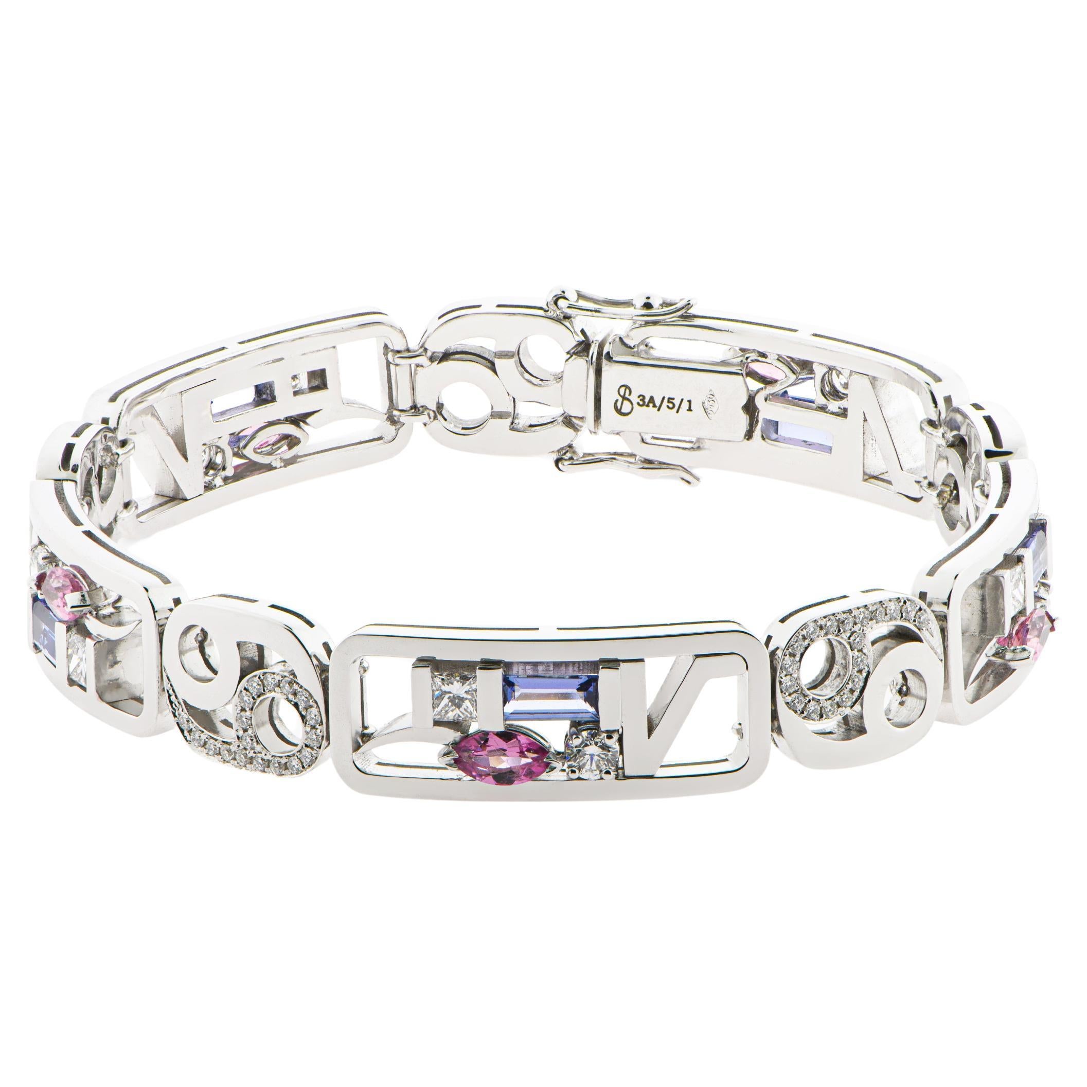 “YIN-YANG” Love Collection Bracelet 18k Gold, Brilliants, Tanzanite, Tourmaline