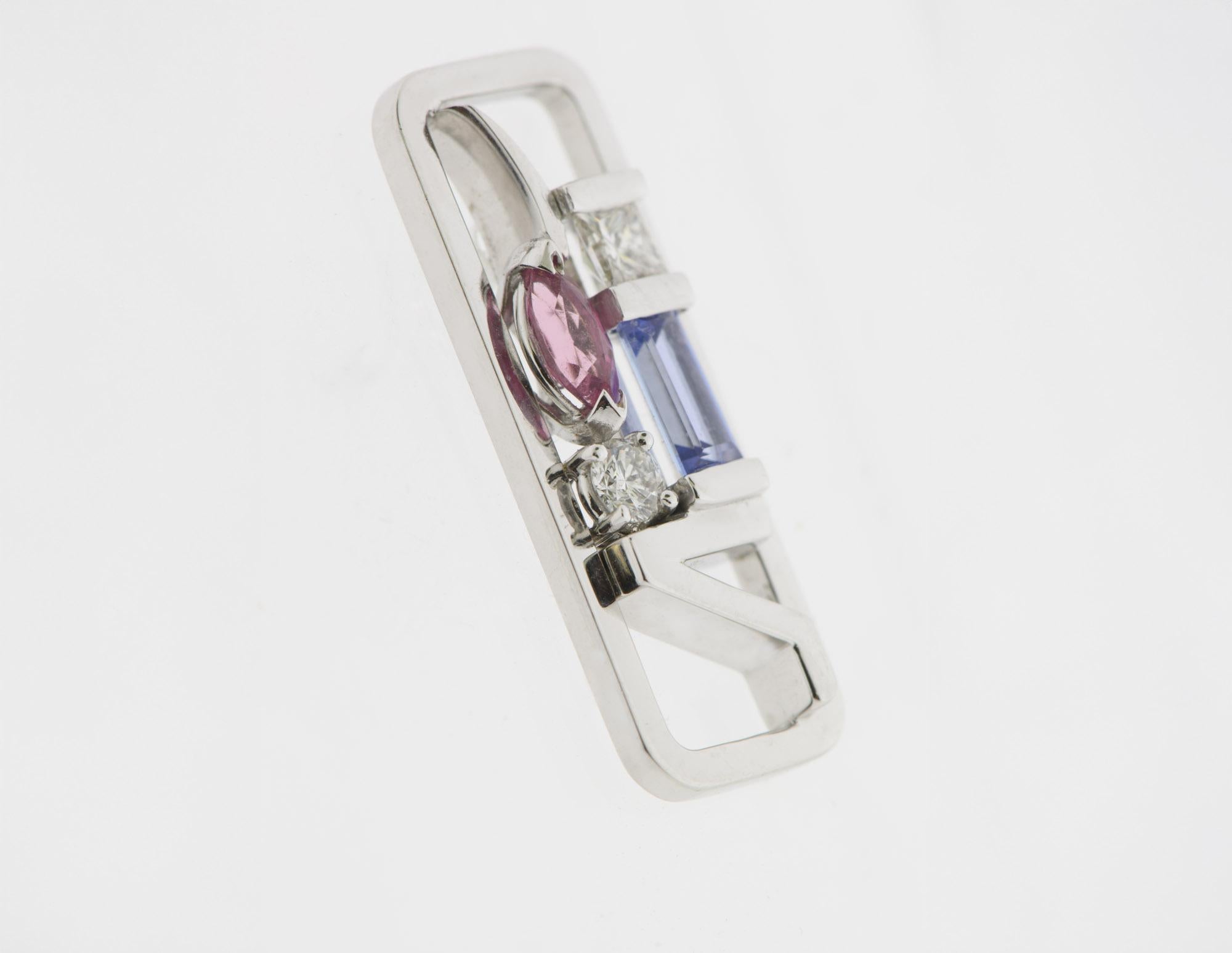 Contemporaneo “YIN-YANG” Love Collection Earrings 18k Gold, Brilliants, Tanzanite, Tourmaline in vendita