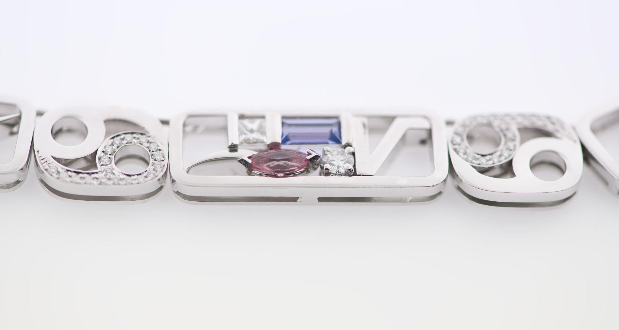 Contemporaneo “YIN-YANG” Love Collection Necklace 18k Gold, Brilliants, Tanzanite & Tourmaline in vendita