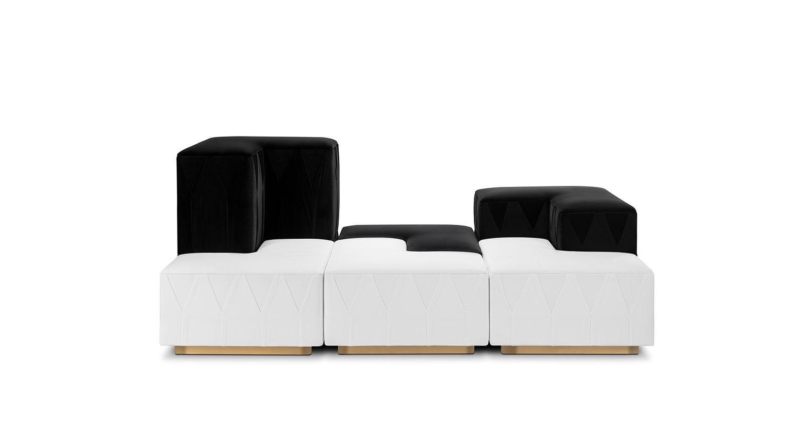 Yin Yang Modular Sofa in Velvet For Sale 6