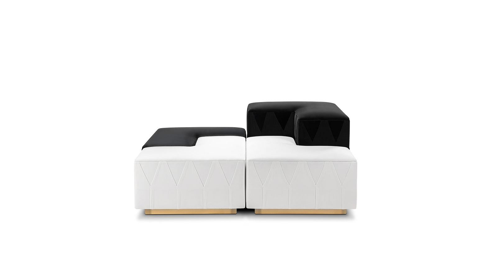 Yin Yang Modular Sofa in Velvet For Sale 8