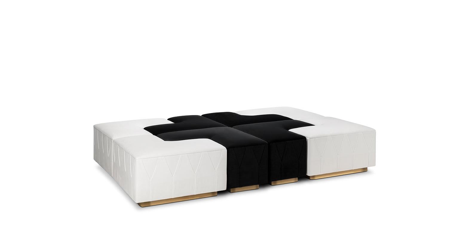 Portuguese Yin Yang Modular Sofa in Velvet For Sale