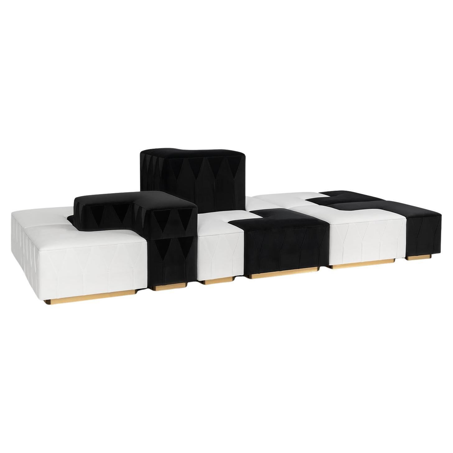 Yin Yang Modulares Sofa aus Samt im Angebot