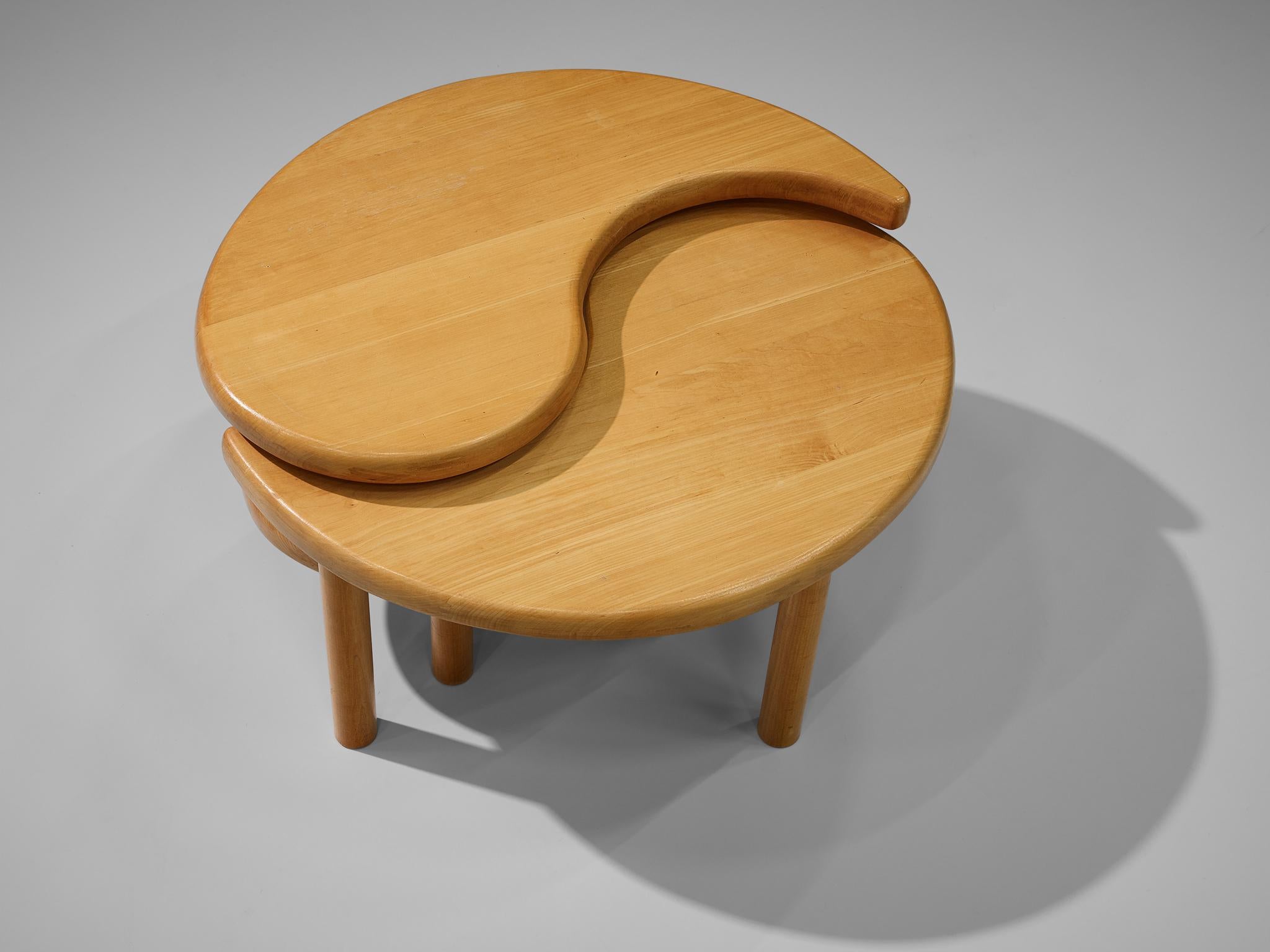Mid-Century Modern Yin Yang Nesting Coffee Table in Beech