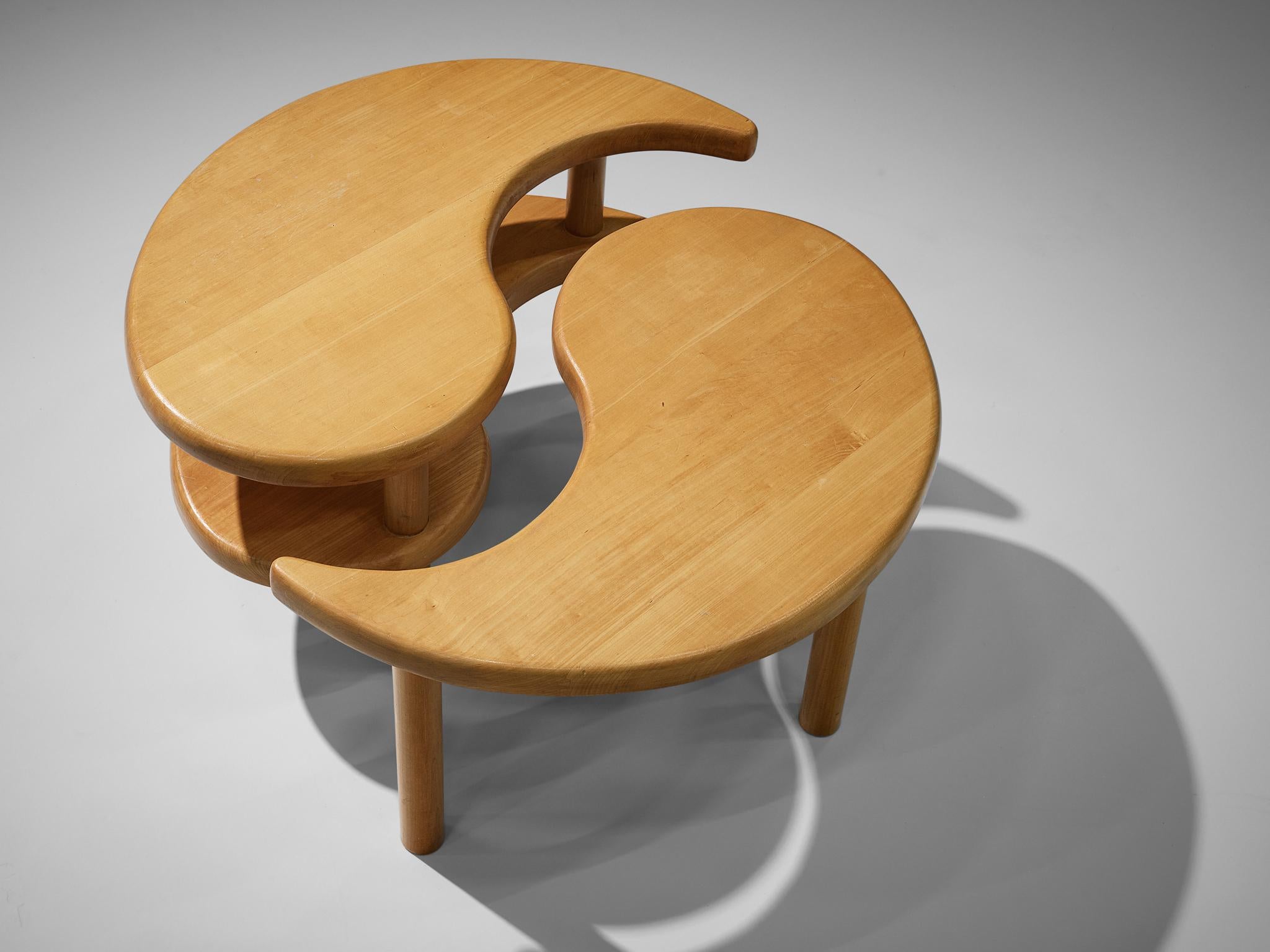 Mid-Century Modern Yin Yang Nesting Coffee Table in Beech
