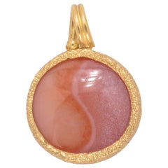 Yin/Yang Pendant in Orange Agate and 22 Karat Gold