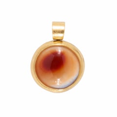 Yin/Yang White and Orange Agate Pendant in 22 Karat Gold