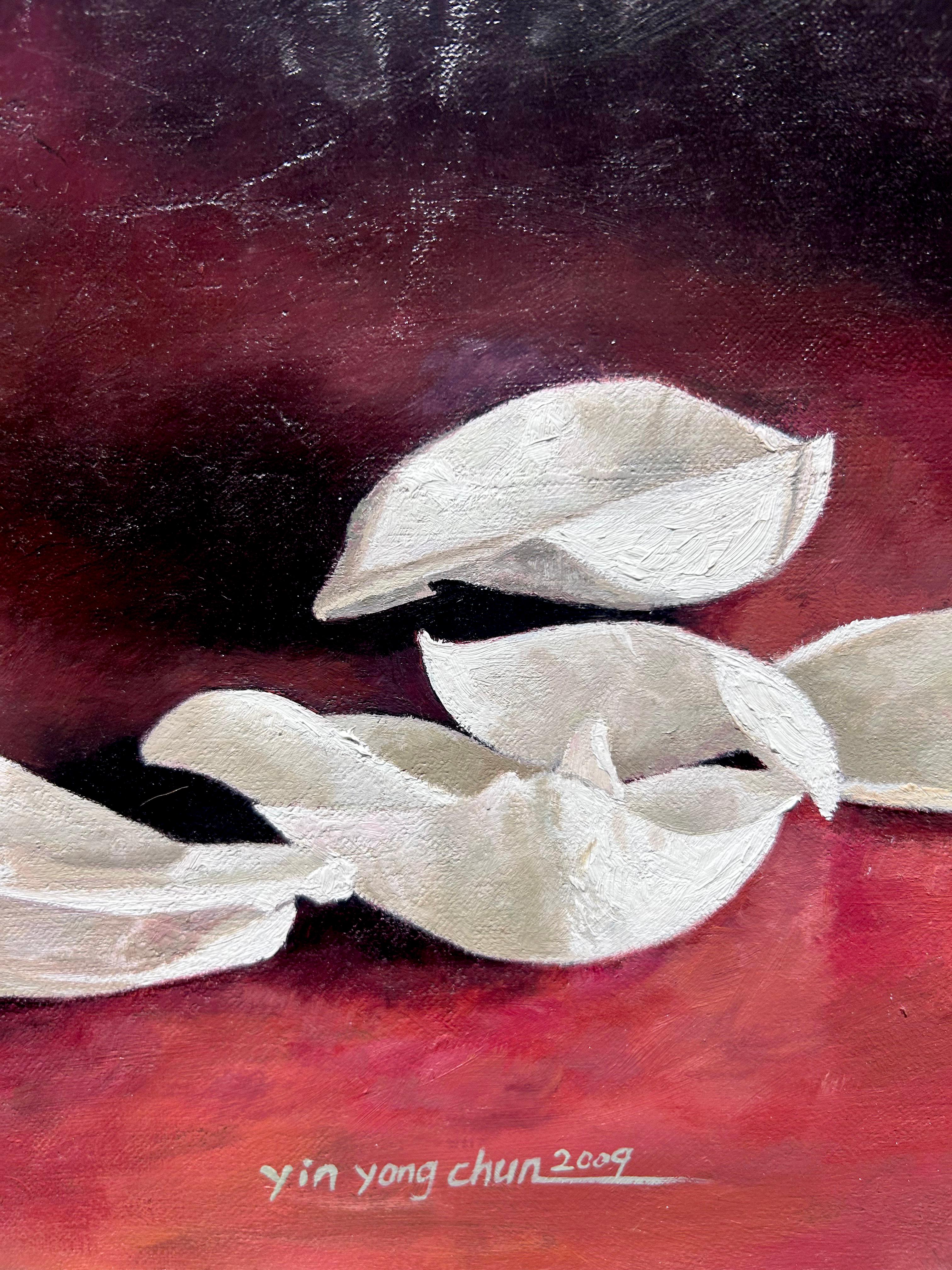 Yin Yong Chun, „Weiße Rosen“, 24x30 Blumenstillleben, Ölgemälde auf Leinwand im Angebot 7