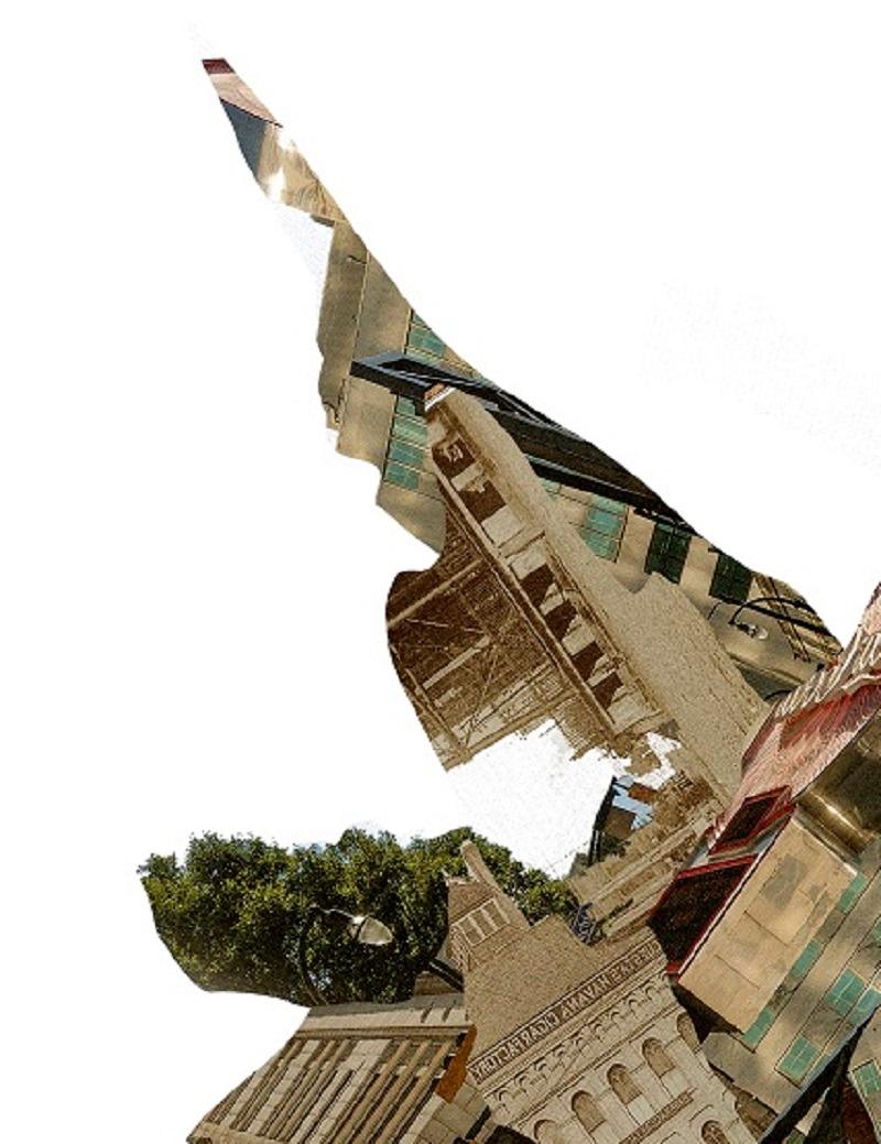 Cinq points. Photographie de collage numérique - Marron Landscape Photograph par Ying Chen