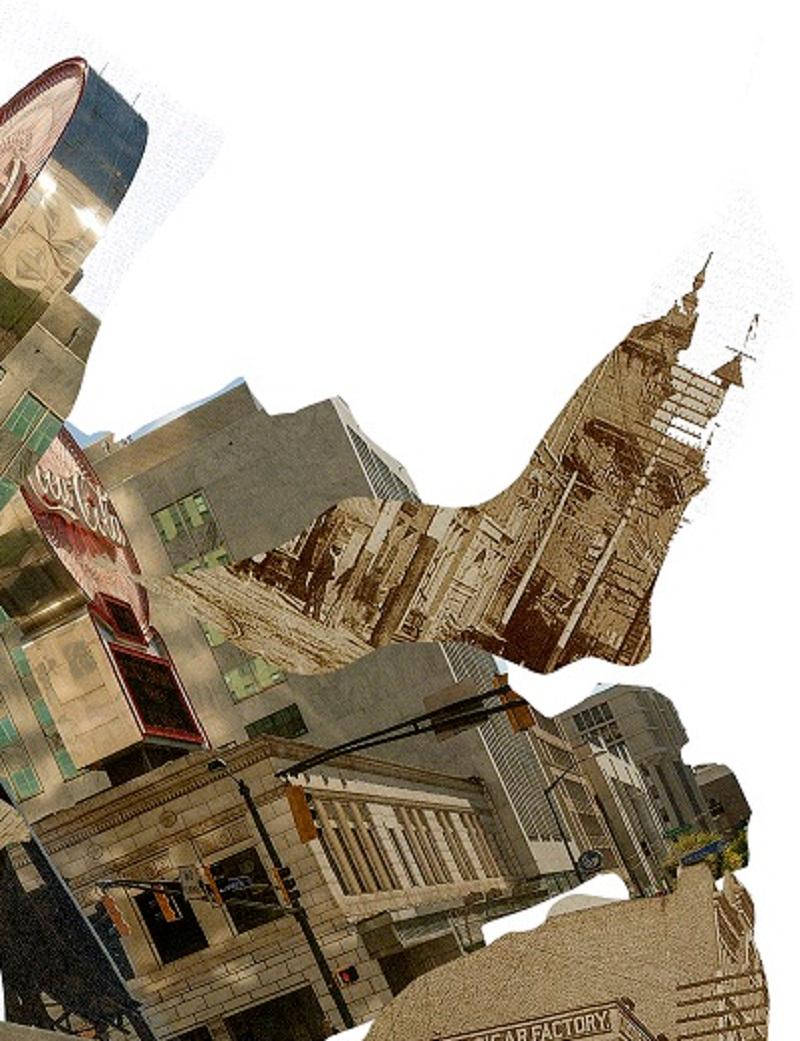 Cinq points. Photographie de collage numérique en vente 1