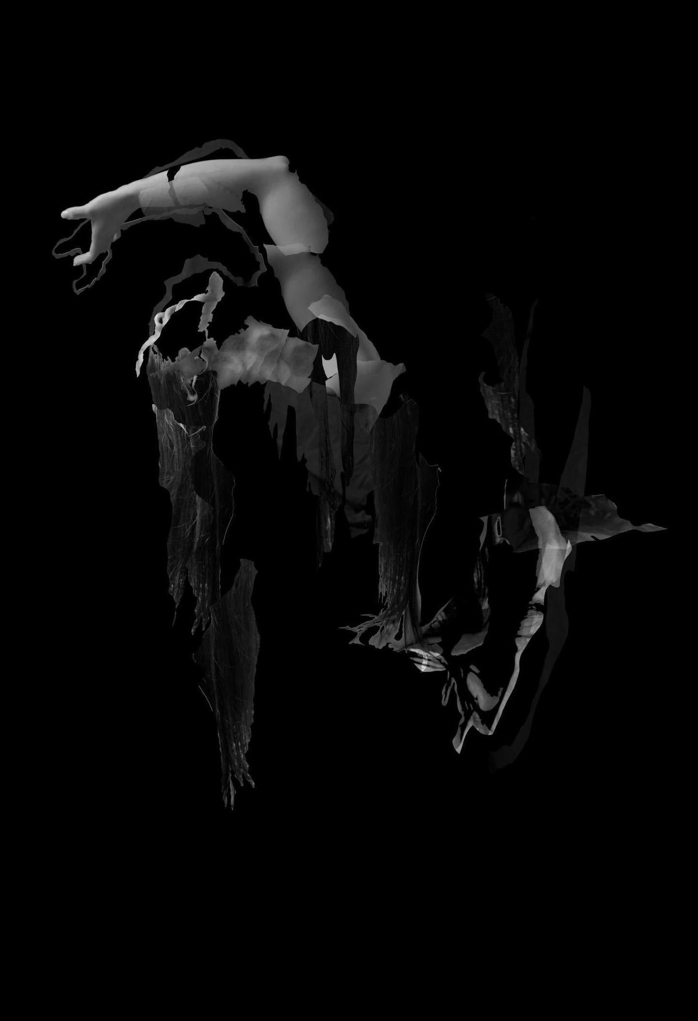 Fragmentiert – ohne Titel 4 & 2, Diptychon. Figurative Schwarz-Weiß-Fotografien – Photograph von Ying Chen