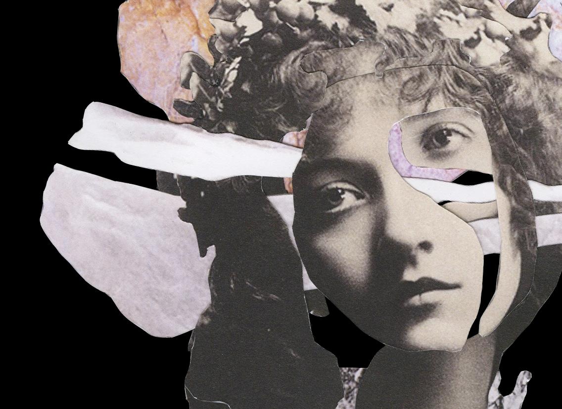 Her Series: This is a photo contemporary collage project based on modern art. Greatly influenced by natural figures and artificial textures. I love to collect black and white photos of female portraits, cutting out the parts and stripping them from