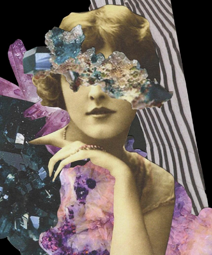Sa série : C'est un projet de collage photo contemporain basé sur l'art moderne. Grandement influencé par les figures naturelles et les textures artificielles. J'aime collectionner des photos en noir et blanc de portraits féminins, en découper les