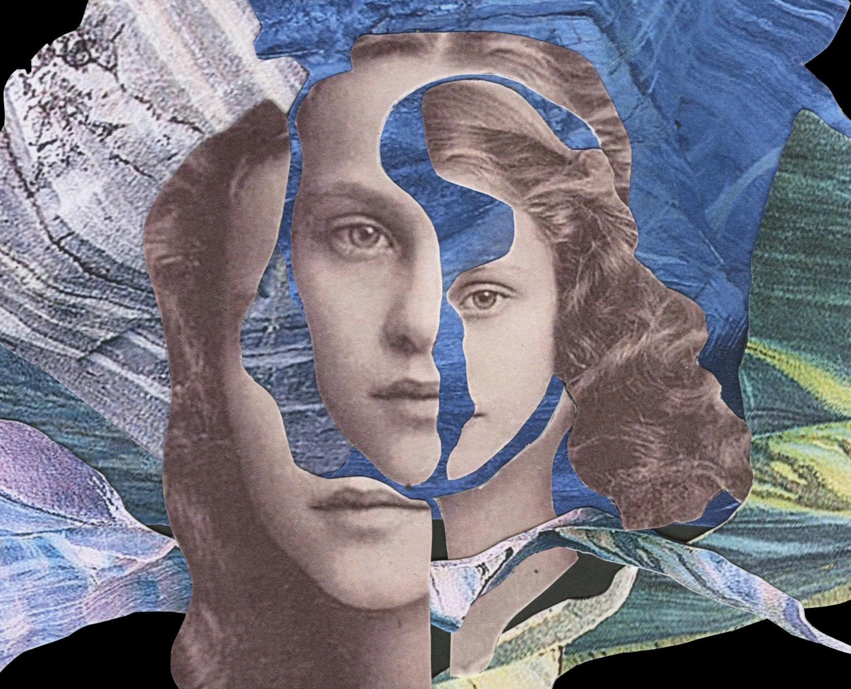 Her Series: This is a photo contemporary collage project based on modern art. Greatly influenced by natural figures and artificial textures. I love to collect black and white photos of female portraits, cutting out the parts and stripping them from
