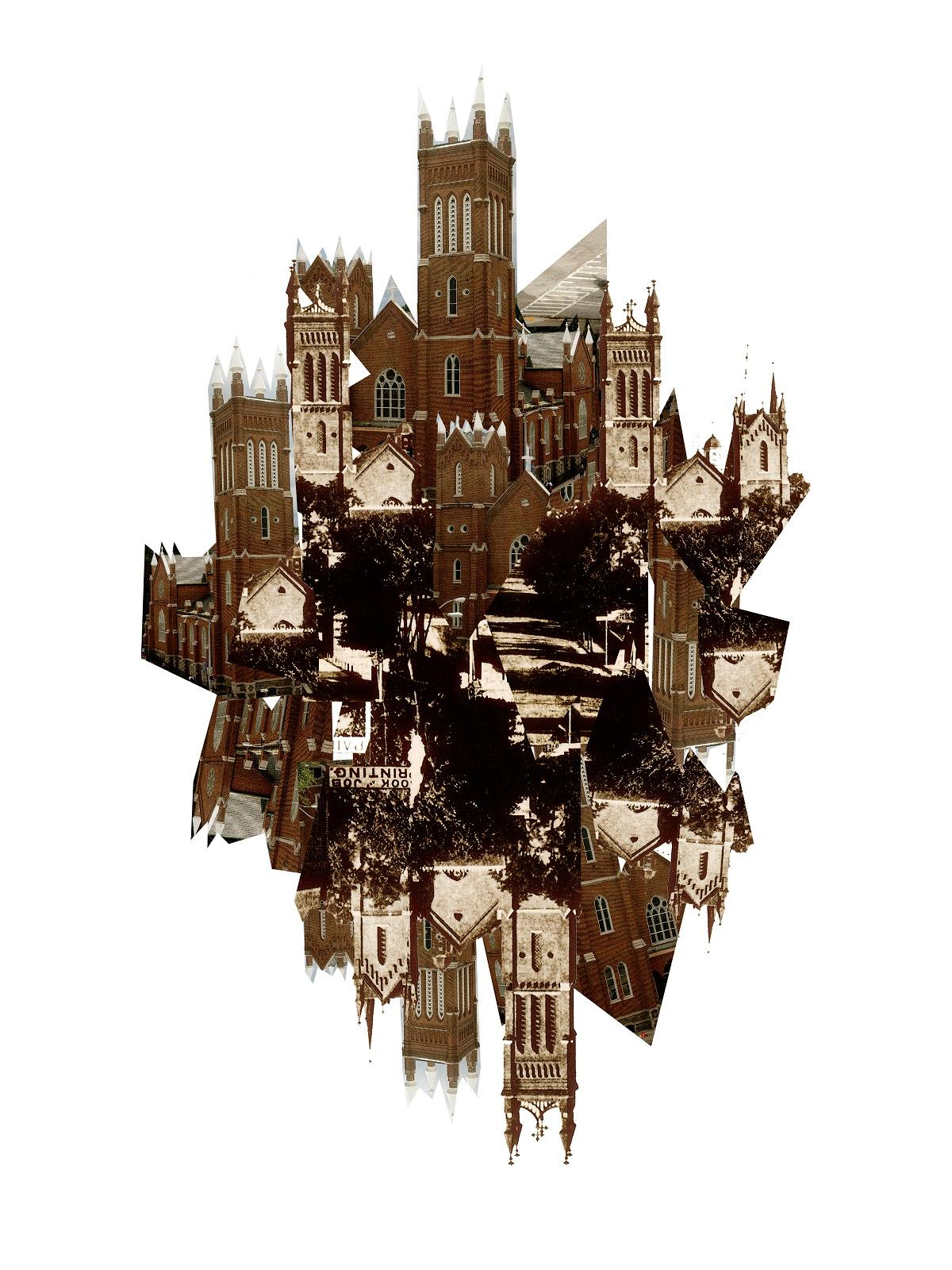 Ensemble de 3 photographies de la série Lost In Transition. Photographie de collage numérique - Marron Abstract Photograph par Ying Chen