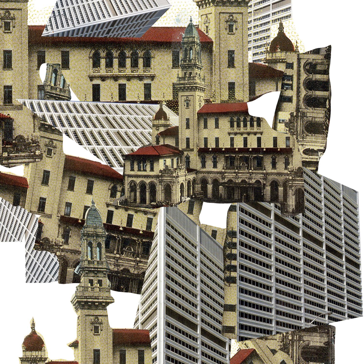 Terminal Station/Rusell Federal Building. Collage digitale di fotografie - Abstract Photograph Marrone di Ying Chen